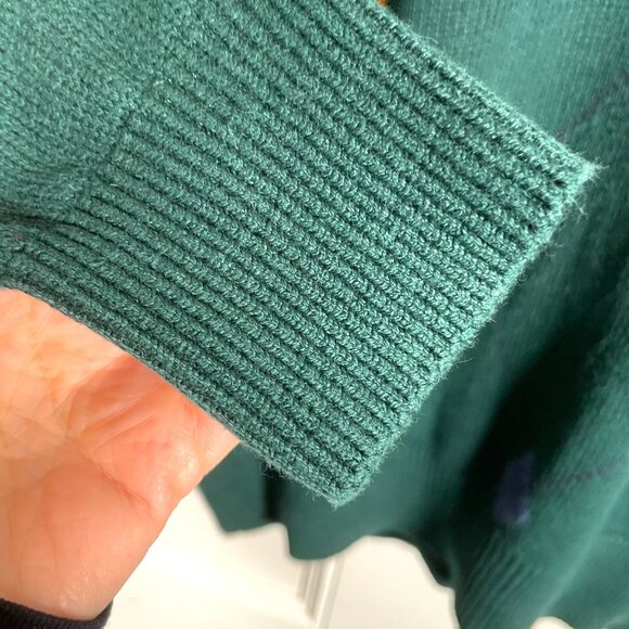 Bobby Jones V-neck Golf Sweater Men's LARGE 100% Cotton Green - Picture 5 of 7